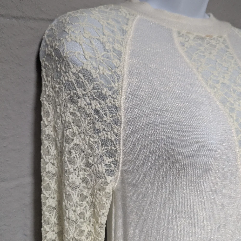 Intimately Free Top Size S Free People Knit And Lace PulloverLong  Sleeve